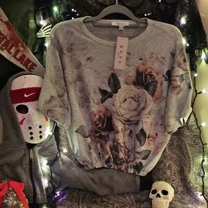 Gaze Gray Floral Sweatshirt